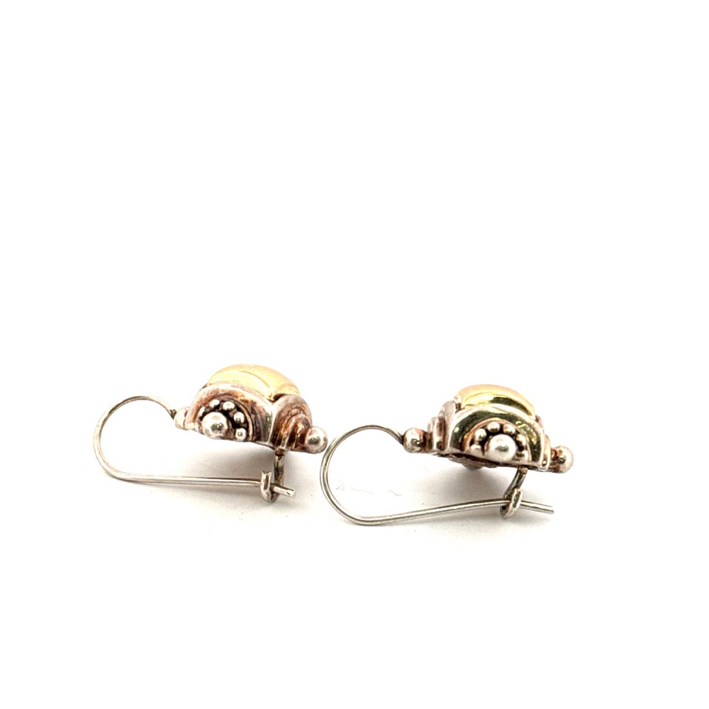 14K yellow gold and 925 sterling silver earrings for pierced ears 7.2g - Picture 10 of 16